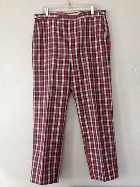 Men's Red Plaid Dress Pants